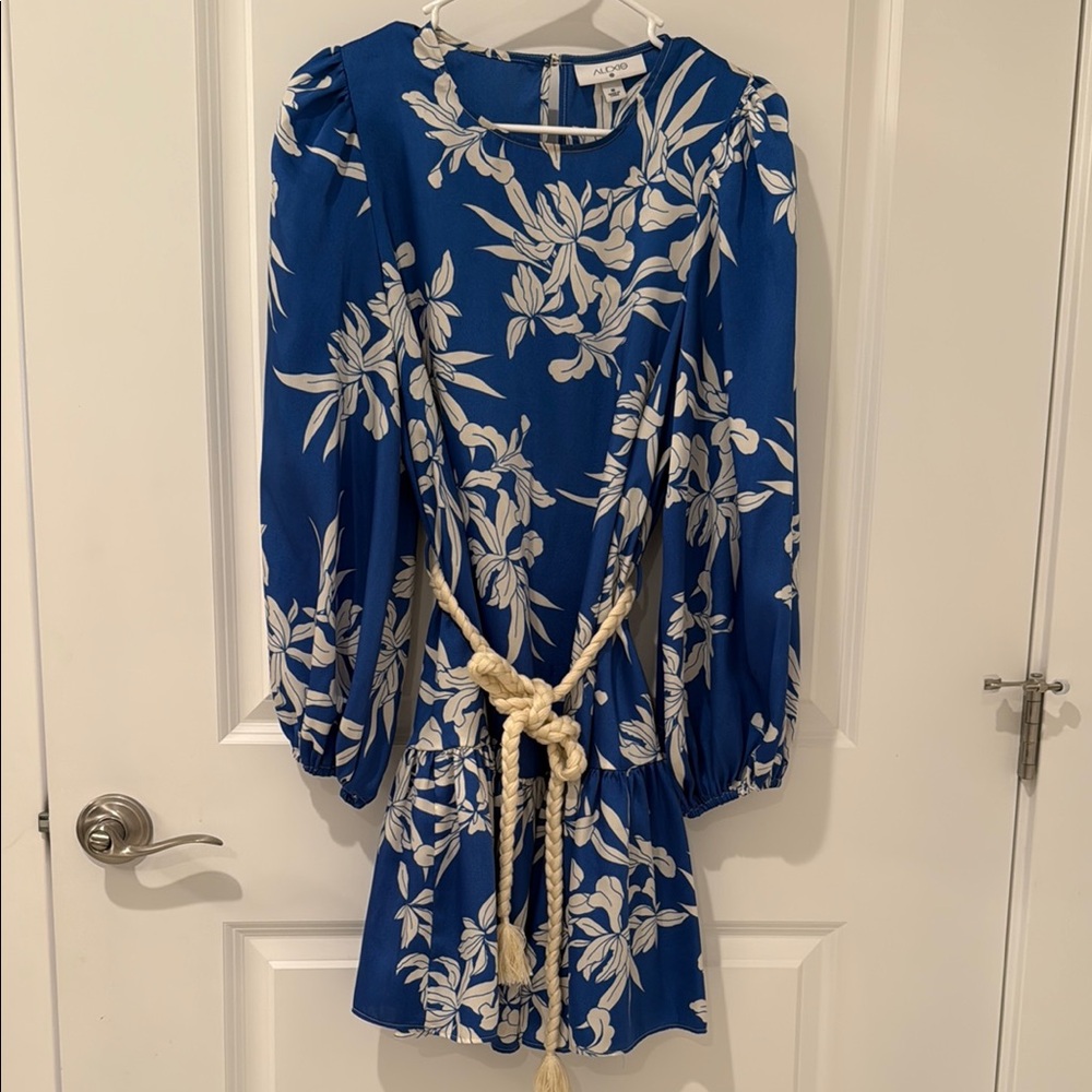 Alexis Blue Long Sleeve Sundress Wedding Guest